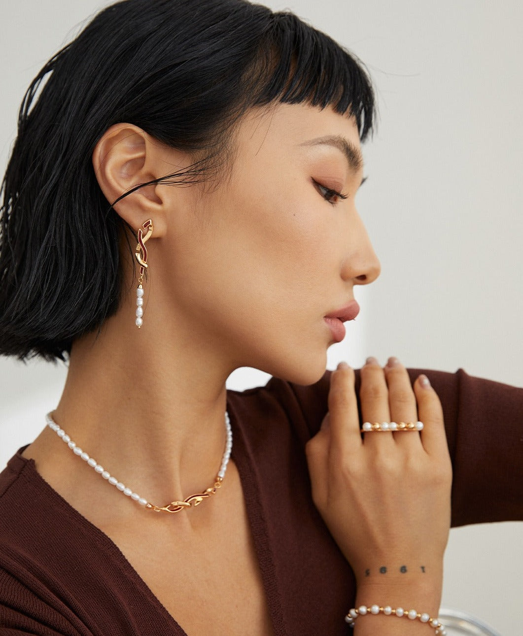 Ruby Enamel Link Earrings