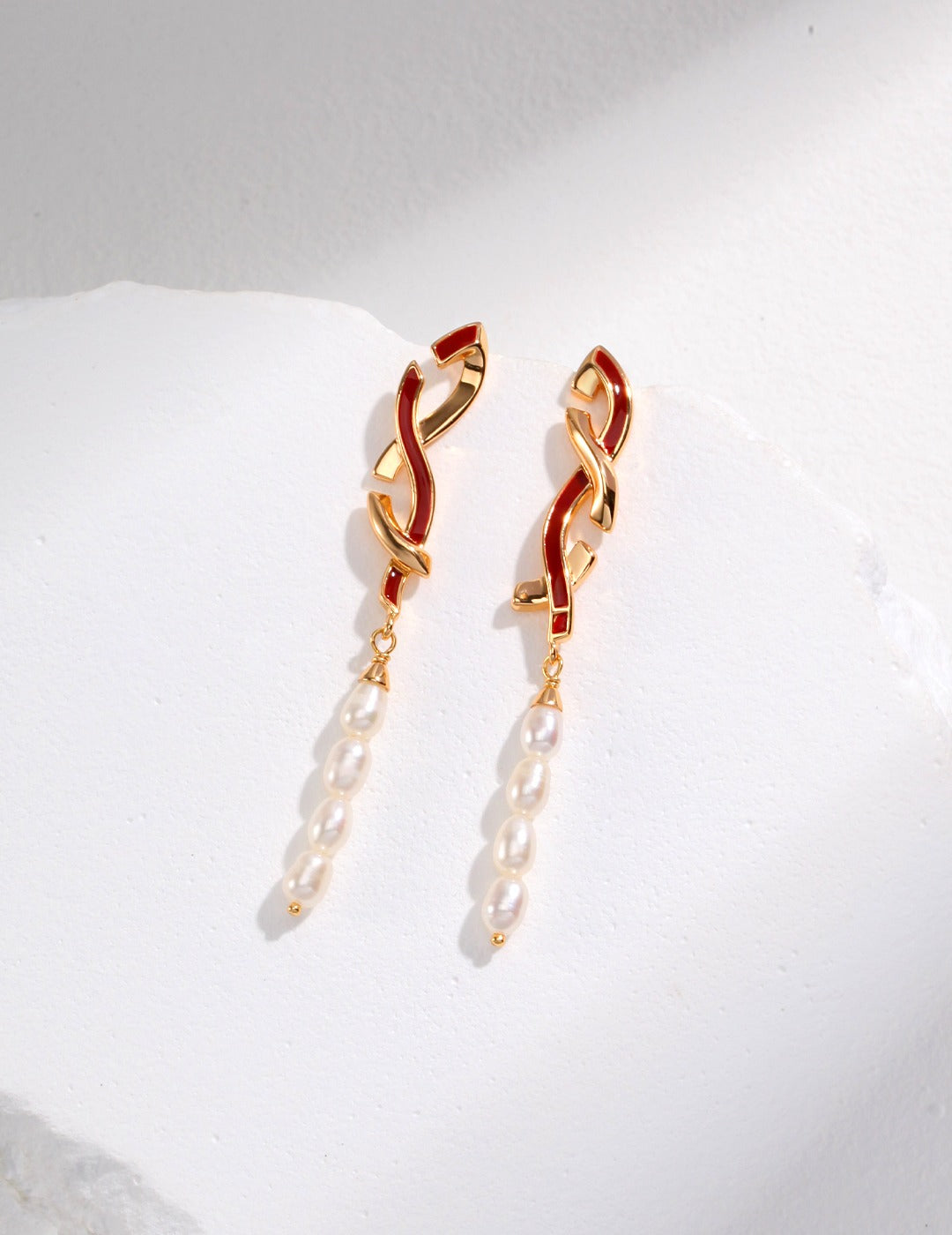 Ruby Enamel Link Earrings