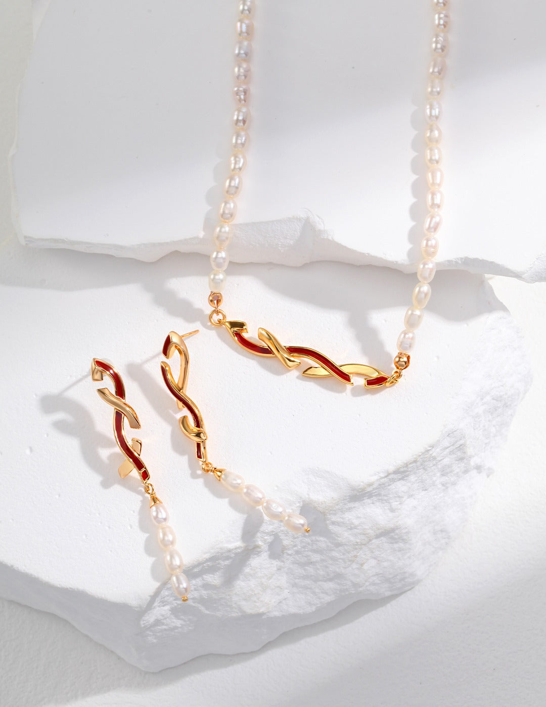 Ruby Enamel Link Necklace