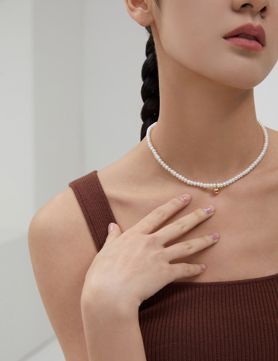 Stellar Gold Bead Pearl Necklace