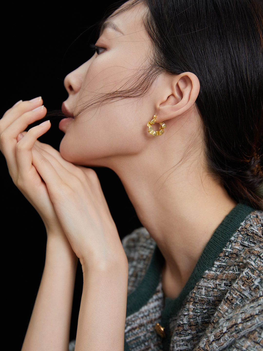 French style geometric vintage gold hoop earrings