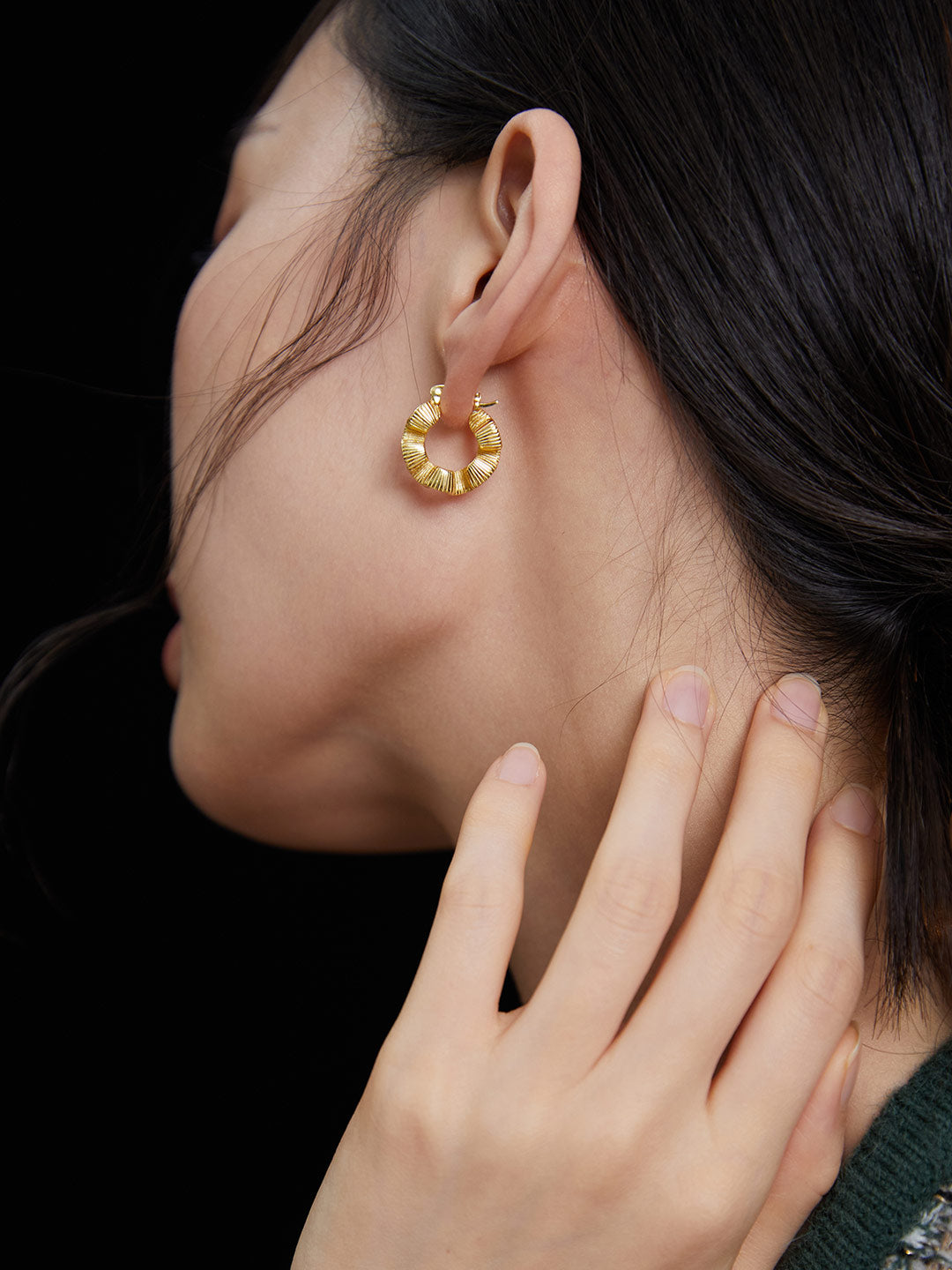 French style geometric vintage gold hoop earrings