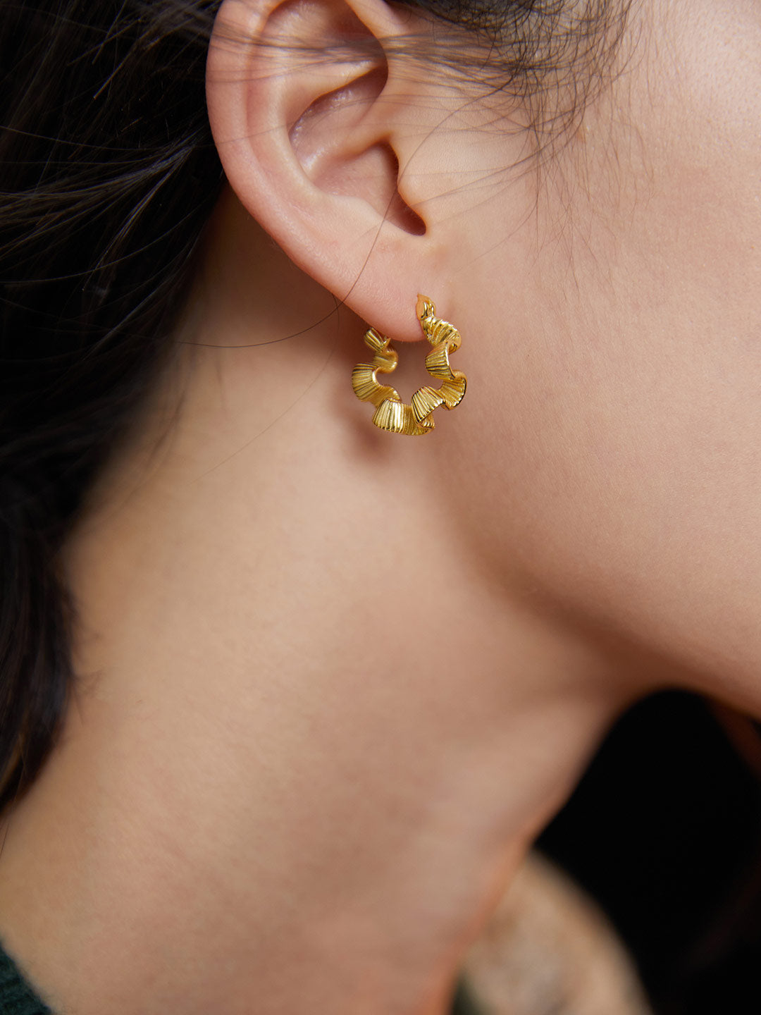 French style geometric vintage gold hoop earrings